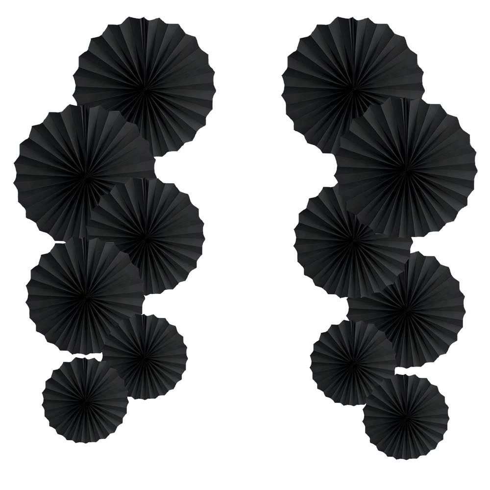 HQZ Black Party Hanging Fans DIY Set – 12pcs Set Pinwheels Fan DIY Paper Craf…