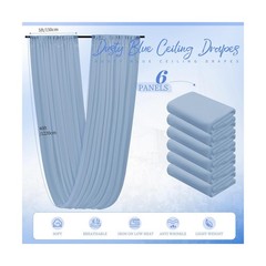 Showgeous Dusty Blue Ceiling Drapes 6 Panels 5ftx40ft Wedding Ceiling Drapes …