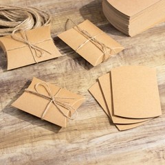 50 Natural Rustic Pillow Paper Gift Favor Boxes Jute Ribbons Party Decorations