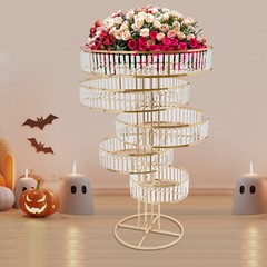 Wedding Gold Crystal Flower Stand Round Pedestal Stand Crystal Flower Stand NEW