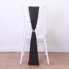 5 BLACK Polyester Chair SASHES Metallic Fringe Party Events Home Decorations