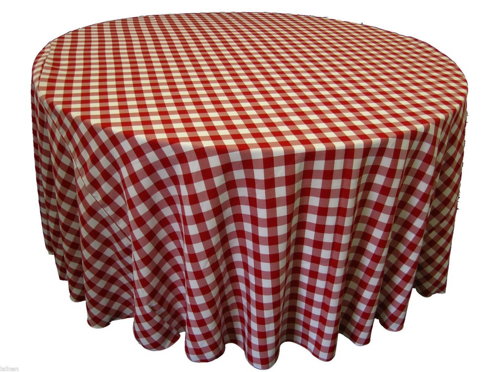 5 Checkered 120″ Round Tablecloths Gingham Buffalo Check Polyester 5ft Picnic