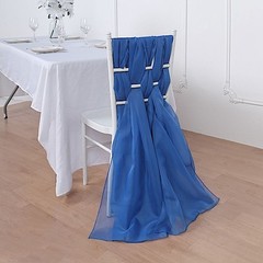 5 Royal Blue Premium Chiffon Wide CHAIR SASHES Wedding Reception Decorations