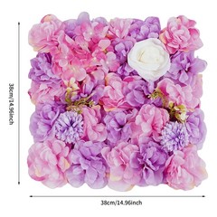 6X Artificial Flower Walls Silk Rose Hydrangea Floral Panels for Wedding 15*15in
