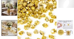 150PCS Gold Acrylic Ice Rocks – Elegant Faux Nuggets for Table Scatter & Decor