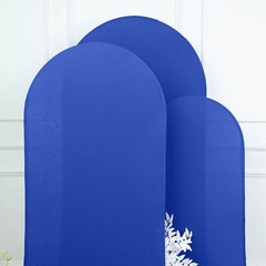 3 ROYAL BLUE Matte Fitted Spandex Round Top Arch Backdrop STAND COVERS Set