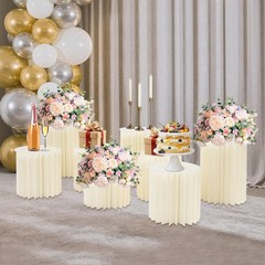 8 Pcs Foldable Paper Column Display Stands, Round Cylinder Wedding Flower Stands