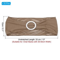10Pcs 14″x5″ Stretch Chair Sashes Bows Chair Bands Sash with Buckle Light Brown