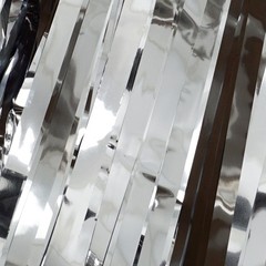 Hampton Distribution 2 Pack Silver Foil Fringe Curtains, Silver Tinsel Backdr…