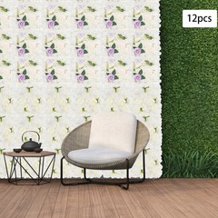6Pcs White Purple Artificial Flower Wall Panels 3D Floral Backdrop Decoration