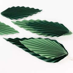 6 GREEN Leaves Hanging Paper Fans Wall Decor Party Centerpieces