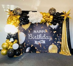 Black and Gold Balloon Garland Arch Kit, 185Pcs Explosion Star Black White Me…