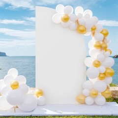 5FT Wedding Arch Cover Backdrop Stands 2-Sided Fabric Half Moon Shape