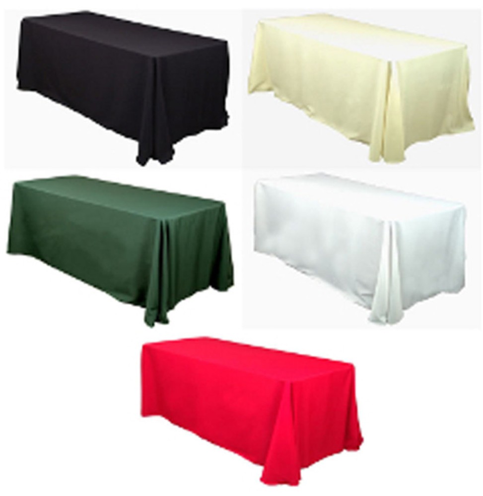 10 Rectangular 90″x156″ Polyester Tablecloths 12 Colors 8ft Table Cover Made USA