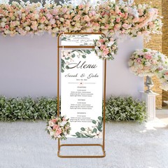 Metal Wedding Welcome Sign Arch Stand Advertising Shelf Rack Billboard Gold