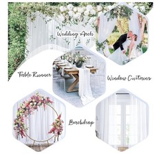 White Chiffon Wedding Backdrop Curtain 10ft x 7ft Wrinkle-Free Set of 2