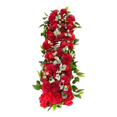 Elegant Red Floral Arrangement Row Wedding Backdrop Staircase Fence Decoration
