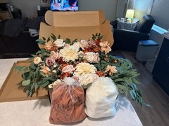 LING’S MOMENTS FLOWER ARCH DECOR WITH DRAPES IN SUNSET TERRACOTTA – SET OF 4