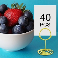 40PCS Table Number Holders, Place Cards Holder, Mini Food Labels Menu Gold