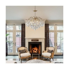 AGV LIGHTING CH012G K9 Crystal Chandelier, 6-Lights Modern Pendant Light Fixt…