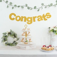 3 feet Gold Glittered Congrats Paper Hanging Party GARLAND Events Decorations