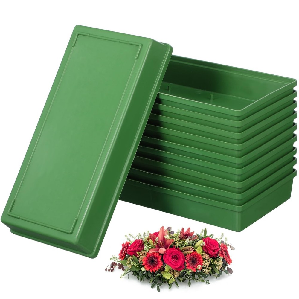 10 PK Floral Foam Trays Rectangular Cage Holder Spikes Reservoir 10.6 Inch