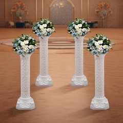 White Wedding Roman Column,4PCS Roman Columns Wedding Column Stand