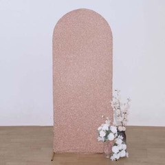 5 ft ROSE GOLD Metallic Fitted Spandex Round Top Arch STAND COVER Party Events