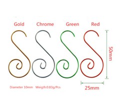 60Pcs 4 Colors 25*50mm Metal Swirl Shaped Connectors Hooks Hanger Crystal Prisms