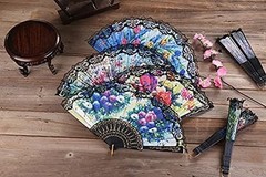 HUNANBANG 1 Dozen 12 Pieces Folding Hand Fans Church Wedding Gift, Party Favo…