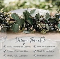 Artificial Eucalyptus Garland, 6 ft Faux Silk Eucalyptus Leaves Vines Handmade G