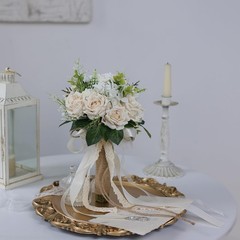 Wedding Bouquets Large for Bride Bridesmaid,White Champagne Artificial Roses …