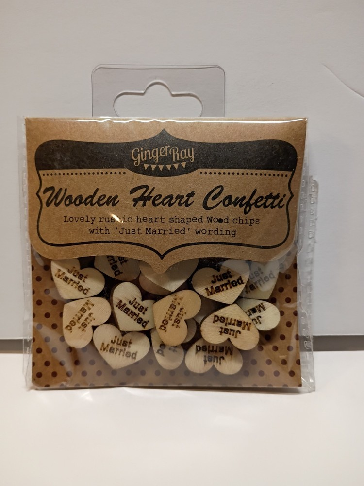 Ginger Ray Heart Wooden Just Married Table Scatter Wedding Confetti, 25 Pack