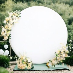 Round Backdrop Stand 6.5 FT Cover Free Fabric Photo Background for Wedding Party