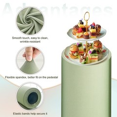 Set of 3 Cylinder Spandex Stand Covers, Light Green, Elastic Fabric-Large