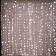 Warm White LED Lights on Organza BACKDROP 18 ft x 9 ft Wedding Decorations