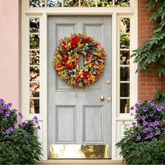 Harvest Festival Wreath Lightweight Fabric Artificial Flowers Door Hang