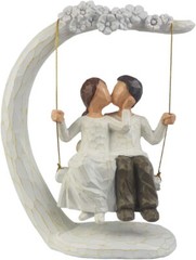 Romantic Couple Figurines in Love, 9″ Hand Painted Sweet Loving Together wedding