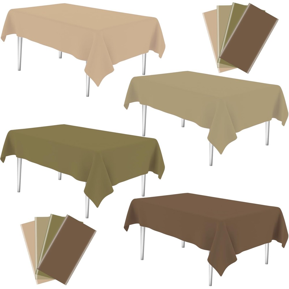8Pcs Brown Tablecloth, Brown Disposable Table Cloth Plastic, 4 Gradient Table…