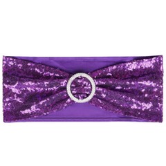 10-100Pcs Stretch Sequin Wedding Chair Bands with Buckle Slider Sashes Bow Decor