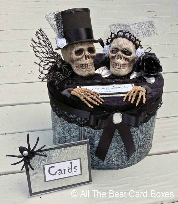 Halloween Wedding Decorations,card box,skull,halloween wedding,personalized