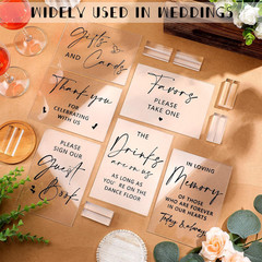 6 Pcs Clear Acrylic Wedding Signs for Reception and Ceremony 5” x 7” Wedding S