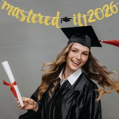 Mastered It 2026 Banner, Graduation Sign, Class of 2026 Congrats Grad Party D…