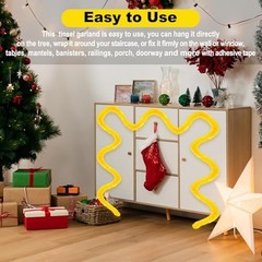50 Feet Christmas Tinsel Garland, Metallic Foil Twist Garland Macaron Yellow