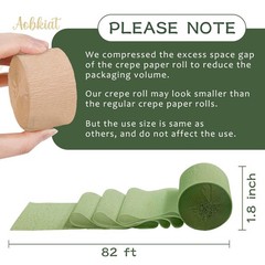 AOBKIAT Wedding Party 1.8 inches wide x 82 feet long, Olive Green