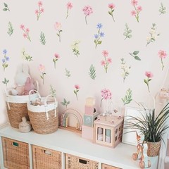 Boho Watercolor Flower Wall Stickers，Colorful Lower Wall Stickers-6604