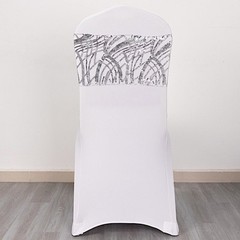 5 SILVER Mesh Embroidered Sequins CHAIR SASHES Party Events Decorations Supplies