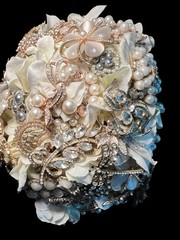 Handmade Bridal Brooch Bouquet Champagne Ivory Pearls Rhinestone Wedding