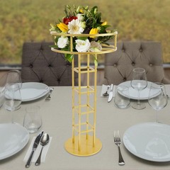 46.65in Gold Metal Large Open Flower Frame Wedding Floral Riser Top Flower Stand