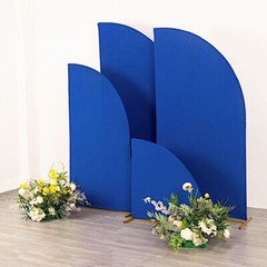 4 Matte ROYAL BLUE Fitted Spandex Half Moon Wedding Arch Backdrop STAND COVERS